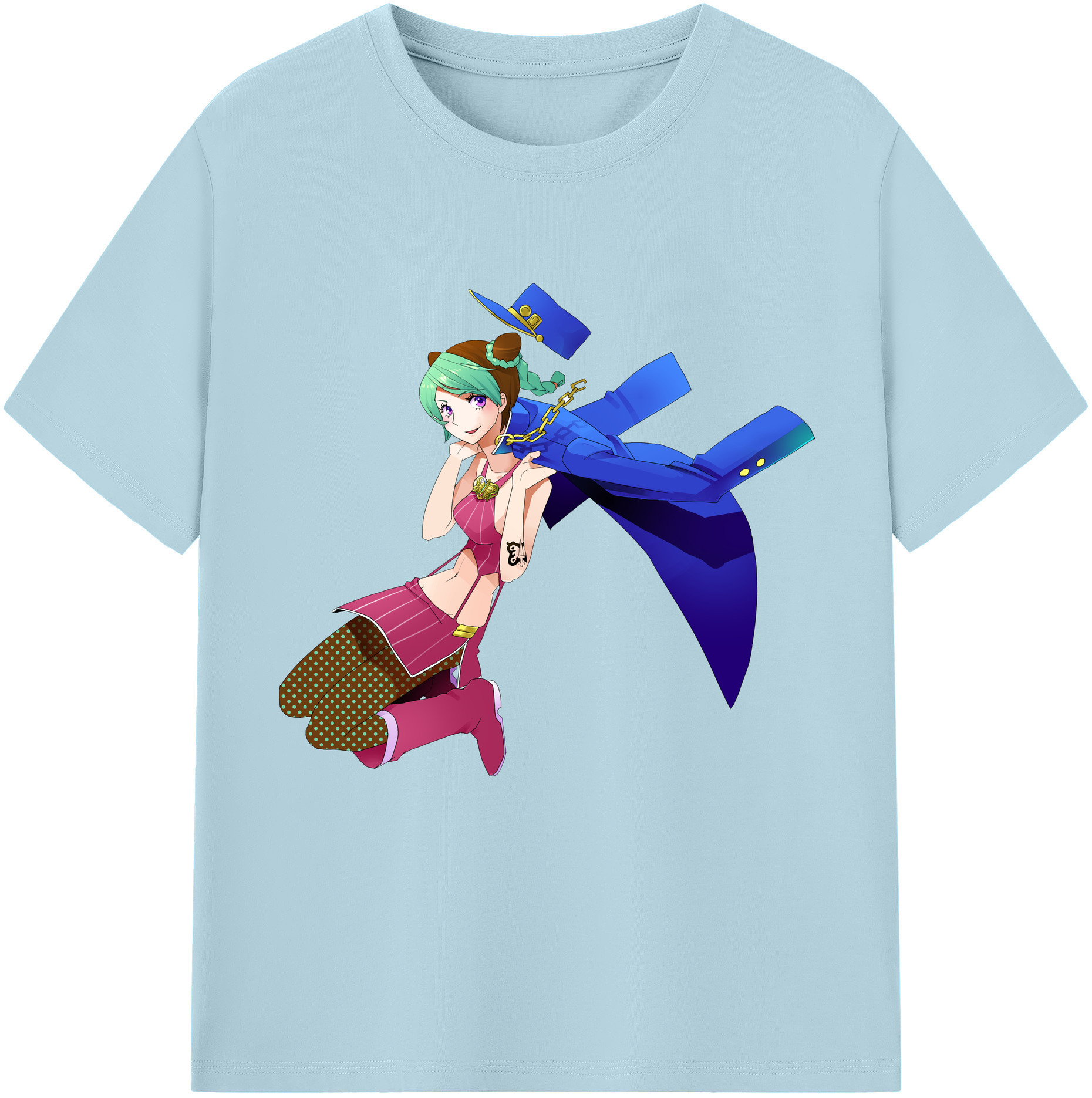 （画像用） "ジョジョの奇妙な冒険 くうじょう ジョリーン JoJo's Bizarre Adventure Jolyne Cujoh " 綿100％半袖Tシャツ（フロントプリント）